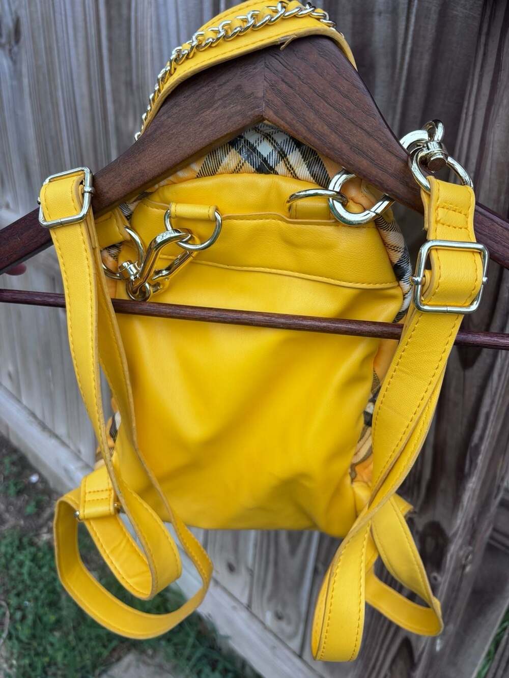 Yellow Plaid Women’s Backpack - Hidden NYC - Picture 14 of 16